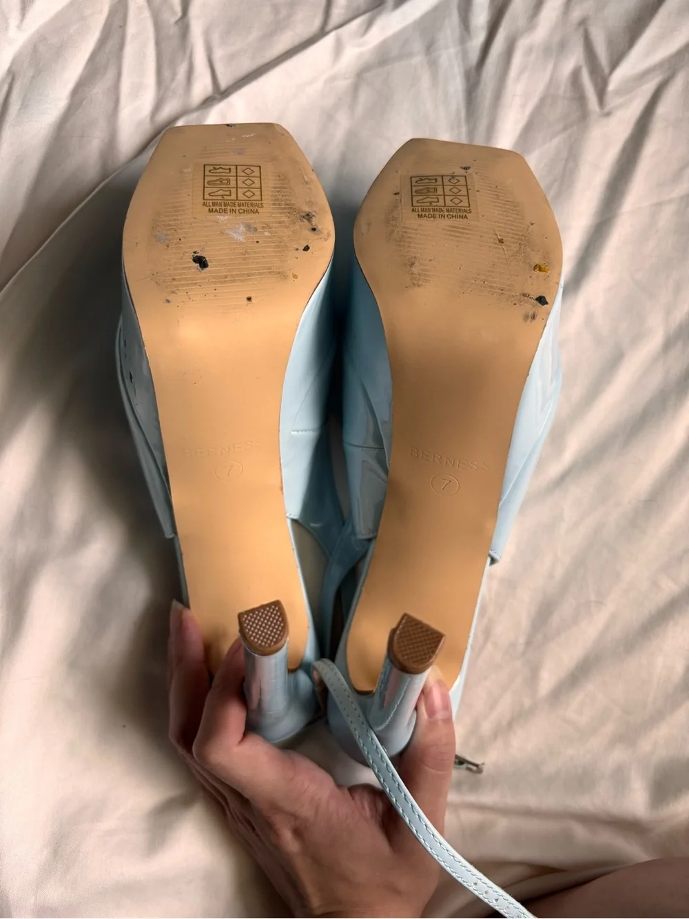 WELL WORN Women’s Light Blue High Platform Stiletto Sandals with Ankle Strap